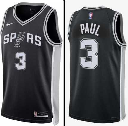 Mens San Antonio Spurs #3 Chris Paul Black Association Edition Stitched Jersey Dzhi